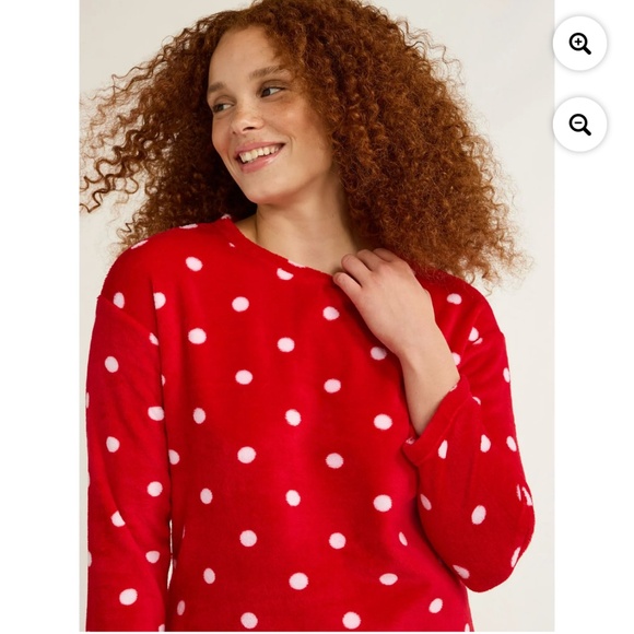 Joyspun Women’s 2 PC Milky Fleece Red Dotted Pajama Set Size 3X NWT - Picture 3 of 6